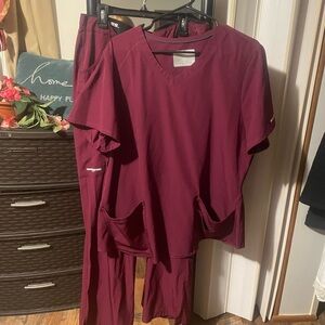 Women's Burgundy Scrub Set